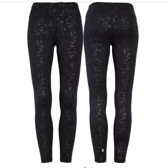 Sweaty Betty All Day Embossed Leggings Black Block Emboss Print